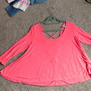 American eagle pink top with criss cross back